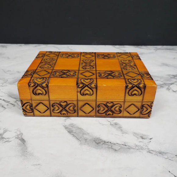 Handmade Hinge Lid Wooden Box Vintage - Picture 1 of 11